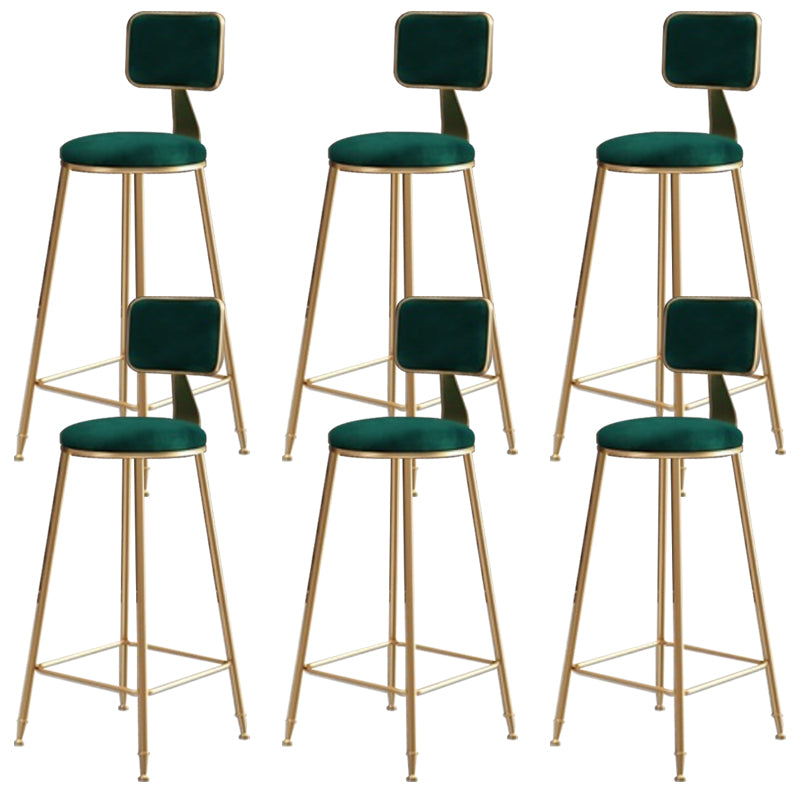 Glam Round Counter Stool Footrest Upholstered Low Back Indoor  Dining Stool
