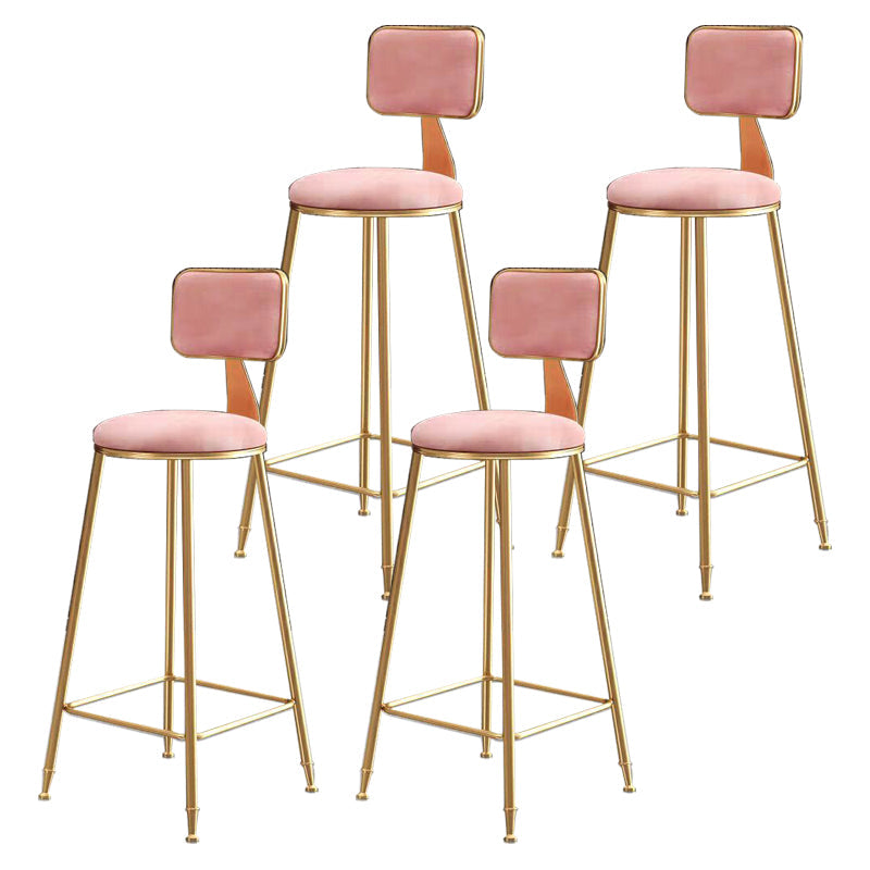 Glam Round Counter Stool Footrest Upholstered Low Back Indoor  Dining Stool