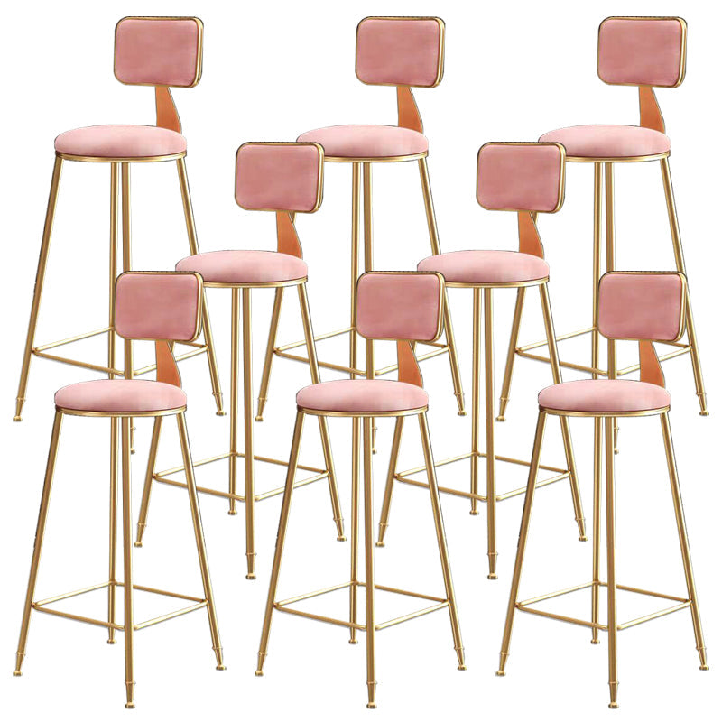 Glam Round Counter Stool Footrest Upholstered Low Back Indoor  Dining Stool