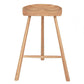 Contemporary Backless Footrest Stool Contoured Solid Wood Bar Stool