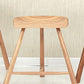 Contemporary Backless Footrest Stool Contoured Solid Wood Bar Stool