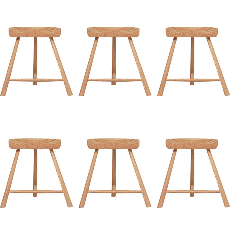 Contemporary Backless Footrest Stool Contoured Solid Wood Bar Stool