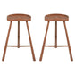 Contemporary Backless Footrest Stool Contoured Solid Wood Bar Stool