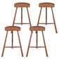 Contemporary Backless Footrest Stool Contoured Solid Wood Bar Stool