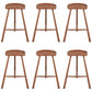 Contemporary Backless Footrest Stool Contoured Solid Wood Bar Stool