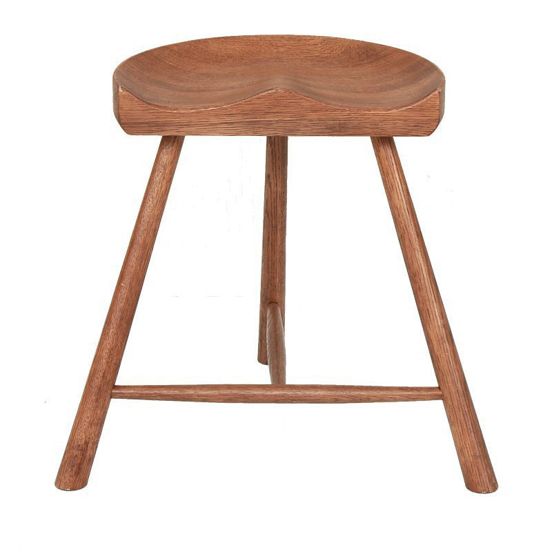 Contemporary Backless Footrest Stool Contoured Solid Wood Bar Stool