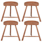 Contemporary Backless Footrest Stool Contoured Solid Wood Bar Stool