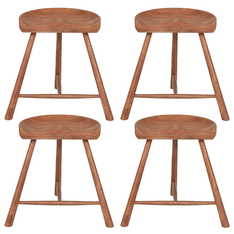 Contemporary Backless Footrest Stool Contoured Solid Wood Bar Stool