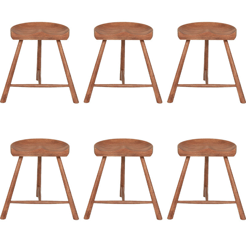 Contemporary Backless Footrest Stool Contoured Solid Wood Bar Stool