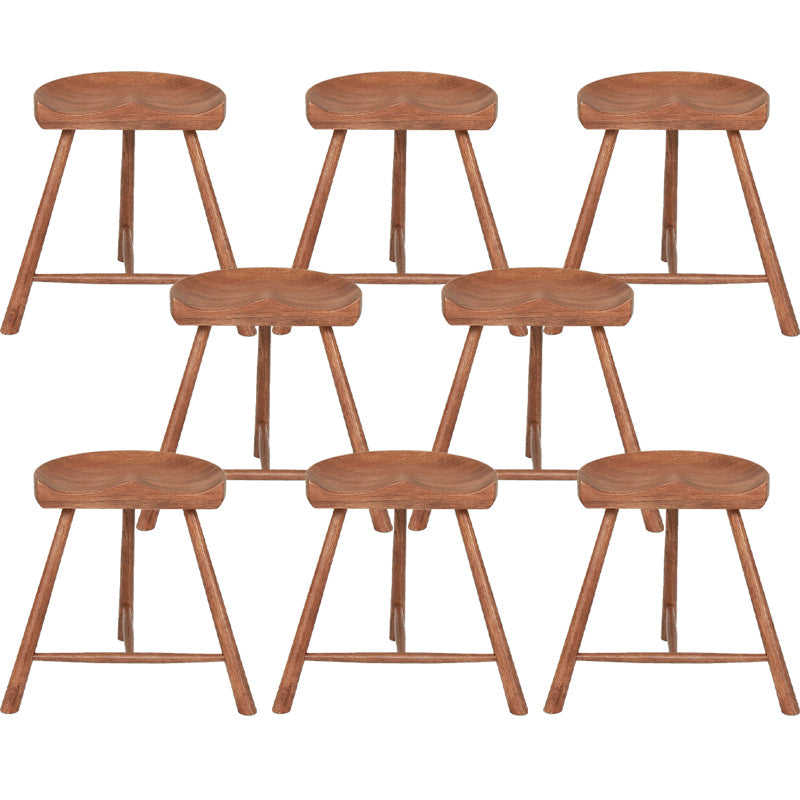 Contemporary Backless Footrest Stool Contoured Solid Wood Bar Stool