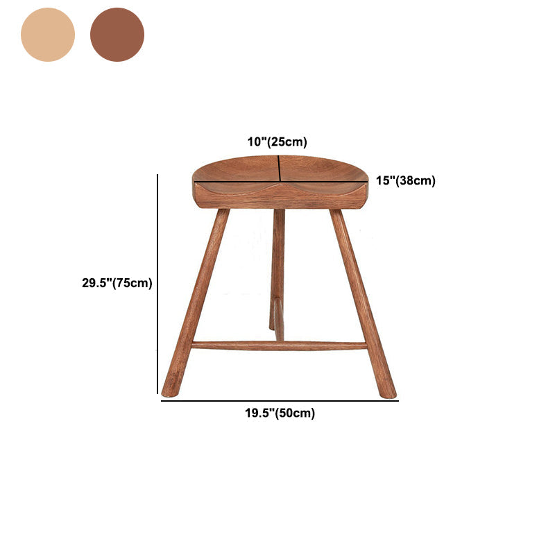 Contemporary Backless Footrest Stool Contoured Solid Wood Bar Stool