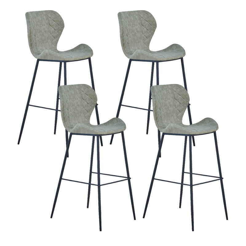 Industrial Indoor Bar-stool Leather Footrest Bucket Black Base Bar and Counter Stool