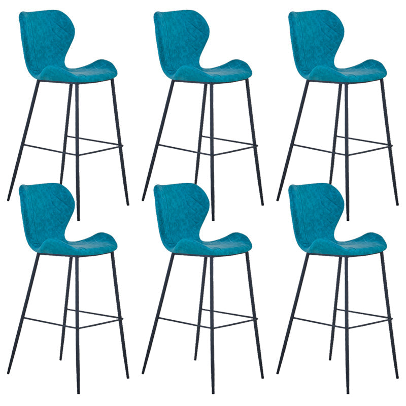 Industrial Indoor Bar-stool Leather Footrest Bucket Black Base Bar and Counter Stool