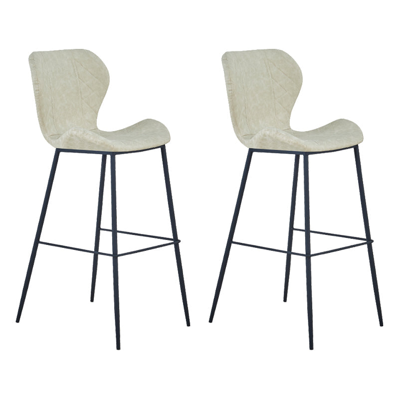 Industrial Indoor Bar-stool Leather Footrest Bucket Black Base Bar and Counter Stool