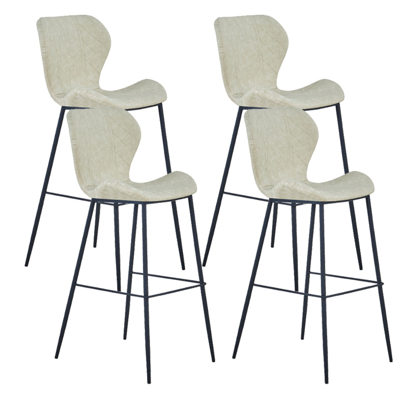 Industrial Indoor Bar-stool Leather Footrest Bucket Black Base Bar and Counter Stool