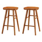 Contemporary Backless Footrest Stool Contoured Pine Solid Wood Bar Stool Brown 2 Piece Set Counter Stool(26"H) Clearhalo 'Bar Furniture' 'Bar Stools' 'bar_stools' 'furn' 'furn_bar_stools' 'Furniture' 'Kitchen & Dining Furniture' 6076184