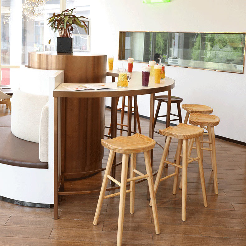 Contemporary Backless Footrest Stool Contoured Pine Solid Wood Bar Stool Clearhalo 'Bar Furniture' 'Bar Stools' 'bar_stools' 'furn' 'furn_bar_stools' 'Furniture' 'Kitchen & Dining Furniture' 6076186