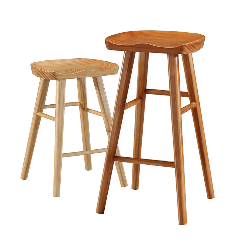 Contemporary Backless Footrest Stool Contoured Pine Solid Wood Bar Stool Clearhalo 'Bar Furniture' 'Bar Stools' 'bar_stools' 'furn' 'furn_bar_stools' 'Furniture' 'Kitchen & Dining Furniture' 6076201