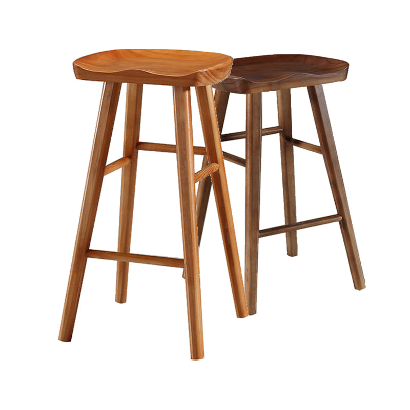 Contemporary Backless Footrest Stool Contoured Pine Solid Wood Bar Stool Clearhalo 'Bar Furniture' 'Bar Stools' 'bar_stools' 'furn' 'furn_bar_stools' 'Furniture' 'Kitchen & Dining Furniture' 6076204