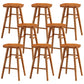 Contemporary Backless Footrest Stool Contoured Pine Solid Wood Bar Stool Brown 8 Piece Set Short Stool(22"H) Clearhalo 'Bar Furniture' 'Bar Stools' 'bar_stools' 'furn' 'furn_bar_stools' 'Furniture' 'Kitchen & Dining Furniture' 6076209