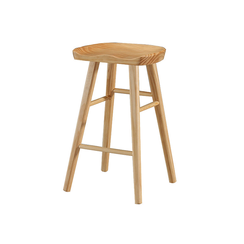 Contemporary Backless Footrest Stool Contoured Pine Solid Wood Bar Stool Wood 1 Piece Counter Stool(26"H) Clearhalo 'Bar Furniture' 'Bar Stools' 'bar_stools' 'furn' 'furn_bar_stools' 'Furniture' 'Kitchen & Dining Furniture' 6076211