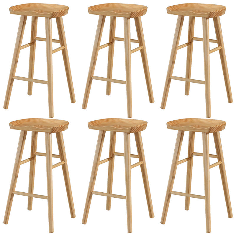 Contemporary Backless Footrest Stool Contoured Pine Solid Wood Bar Stool Wood 6 Piece Set Bar Stool(30"H) Clearhalo 'Bar Furniture' 'Bar Stools' 'bar_stools' 'furn' 'furn_bar_stools' 'Furniture' 'Kitchen & Dining Furniture' 6076219