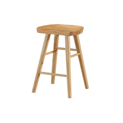 Contemporary Backless Footrest Stool Contoured Pine Solid Wood Bar Stool Wood 1 Piece Short Stool(22"H) Clearhalo 'Bar Furniture' 'Bar Stools' 'bar_stools' 'furn' 'furn_bar_stools' 'Furniture' 'Kitchen & Dining Furniture' 6076221