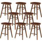 Contemporary Backless Footrest Stool Contoured Pine Solid Wood Bar Stool Walnut 8 Piece Set Short Stool(22"H) Clearhalo 'Bar Furniture' 'Bar Stools' 'bar_stools' 'furn' 'furn_bar_stools' 'Furniture' 'Kitchen & Dining Furniture' 6076240