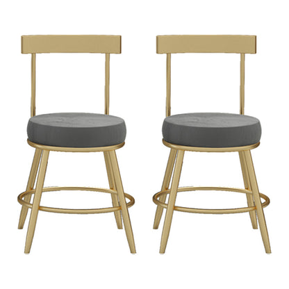 Glam Round Counter Height Stools Grey and Gold Footrest Upholstered Counter Bar Stool 2 Piece Set Clearhalo 'Bar Furniture' 'Bar Stools' 'bar_stools' 'furn' 'furn_bar_stools' 'Furniture' 'Kitchen & Dining Furniture' 6076245