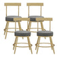 Glam Round Counter Height Stools Grey and Gold Footrest Upholstered Counter Bar Stool 4 Piece Set Clearhalo 'Bar Furniture' 'Bar Stools' 'bar_stools' 'furn' 'furn_bar_stools' 'Furniture' 'Kitchen & Dining Furniture' 6076248