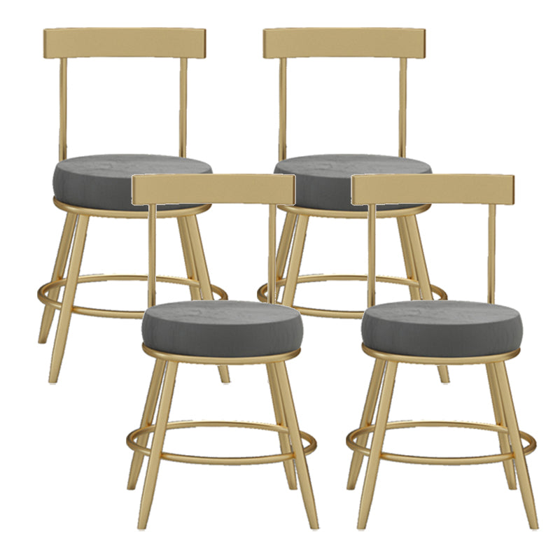 Glam Round Counter Height Stools Grey and Gold Footrest Upholstered Counter Bar Stool 4 Piece Set Clearhalo 'Bar Furniture' 'Bar Stools' 'bar_stools' 'furn' 'furn_bar_stools' 'Furniture' 'Kitchen & Dining Furniture' 6076248