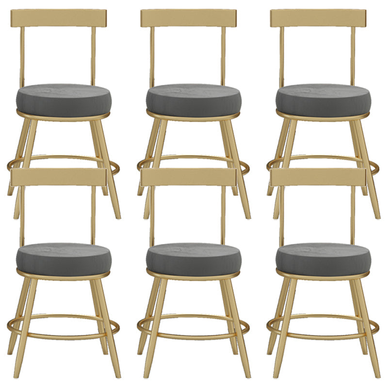 Glam Round Counter Height Stools Grey and Gold Footrest Upholstered Counter Bar Stool 6 Piece Set Clearhalo 'Bar Furniture' 'Bar Stools' 'bar_stools' 'furn' 'furn_bar_stools' 'Furniture' 'Kitchen & Dining Furniture' 6076250