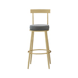 Glam Round Counter Height Stools Grey and Gold Footrest Upholstered Counter Bar Stool Clearhalo 'Bar Furniture' 'Bar Stools' 'bar_stools' 'furn' 'furn_bar_stools' 'Furniture' 'Kitchen & Dining Furniture' 6076251
