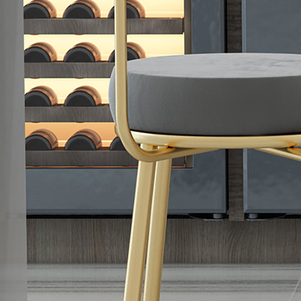 Glam Round Counter Height Stools Grey and Gold Footrest Upholstered Counter Bar Stool Clearhalo 'Bar Furniture' 'Bar Stools' 'bar_stools' 'furn' 'furn_bar_stools' 'Furniture' 'Kitchen & Dining Furniture' 6076253