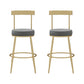 Glam Round Counter Height Stools Grey and Gold Footrest Upholstered Counter Bar Stool 2 Piece Set Clearhalo 'Bar Furniture' 'Bar Stools' 'bar_stools' 'furn' 'furn_bar_stools' 'Furniture' 'Kitchen & Dining Furniture' 6076254