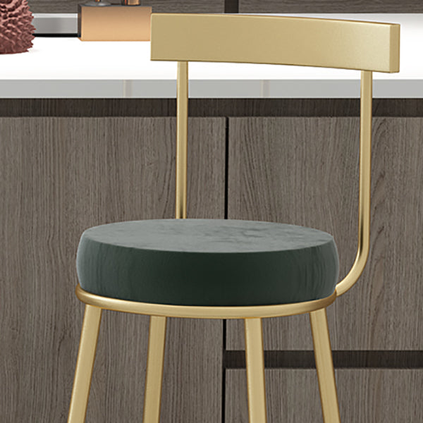 Glam Round Counter Height Stools Grey and Gold Footrest Upholstered Counter Bar Stool Clearhalo 'Bar Furniture' 'Bar Stools' 'bar_stools' 'furn' 'furn_bar_stools' 'Furniture' 'Kitchen & Dining Furniture' 6076256