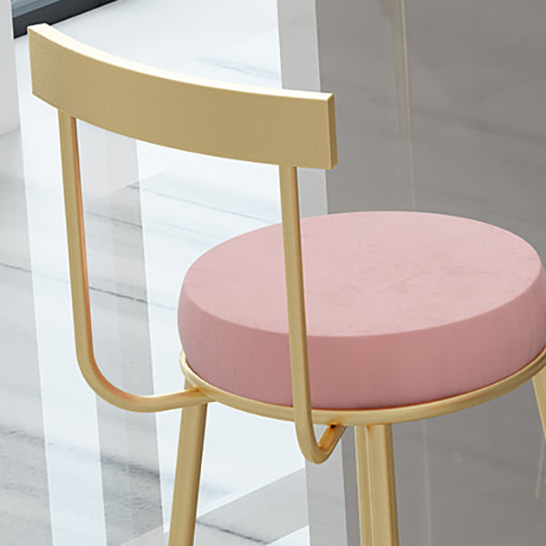 Glam Round Counter Height Stools Grey and Gold Footrest Upholstered Counter Bar Stool Clearhalo 'Bar Furniture' 'Bar Stools' 'bar_stools' 'furn' 'furn_bar_stools' 'Furniture' 'Kitchen & Dining Furniture' 6076258
