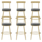 Glam Round Counter Height Stools Grey and Gold Footrest Upholstered Counter Bar Stool 6 Piece Set Clearhalo 'Bar Furniture' 'Bar Stools' 'bar_stools' 'furn' 'furn_bar_stools' 'Furniture' 'Kitchen & Dining Furniture' 6076259