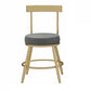 Glam Round Counter Height Stools Grey and Gold Footrest Upholstered Counter Bar Stool Clearhalo 'Bar Furniture' 'Bar Stools' 'bar_stools' 'furn' 'furn_bar_stools' 'Furniture' 'Kitchen & Dining Furniture' 6076260