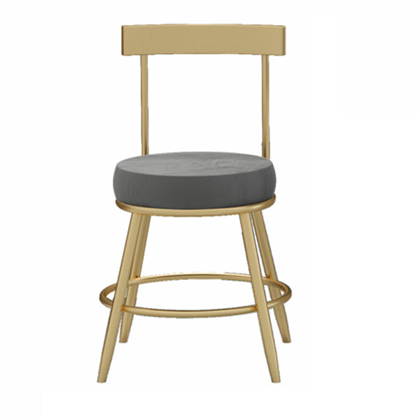 Glam Round Counter Height Stools Grey and Gold Footrest Upholstered Counter Bar Stool Clearhalo 'Bar Furniture' 'Bar Stools' 'bar_stools' 'furn' 'furn_bar_stools' 'Furniture' 'Kitchen & Dining Furniture' 6076260