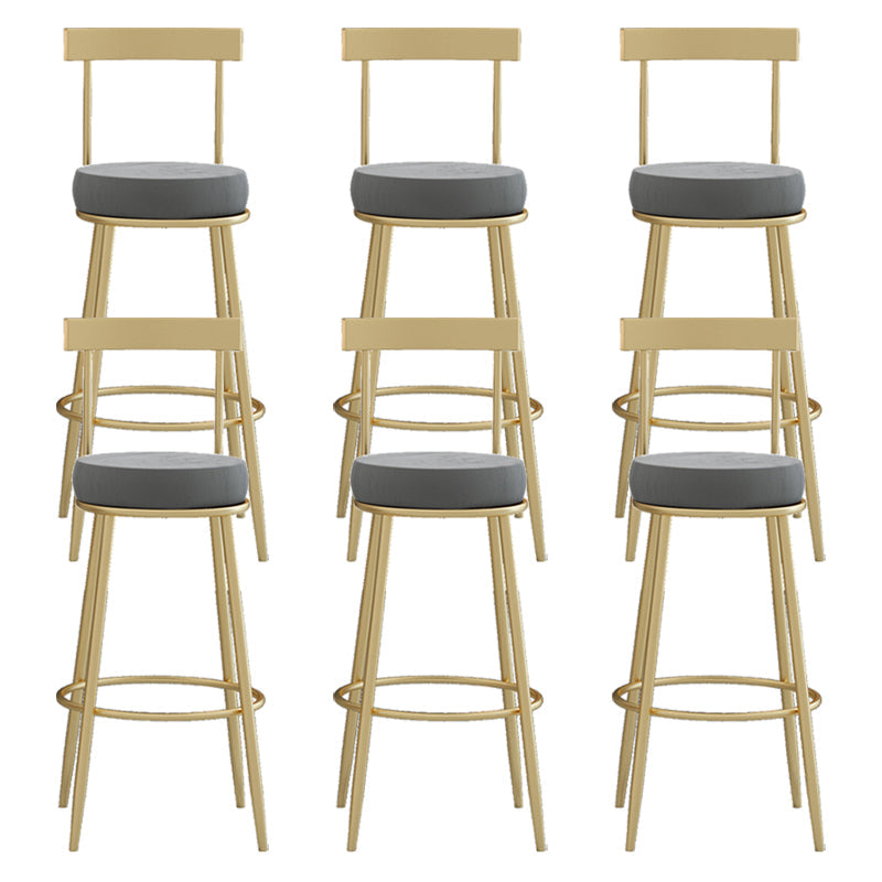 Glam Round Counter Height Stools Grey and Gold Footrest Upholstered Counter Bar Stool 6 Piece Set Clearhalo 'Bar Furniture' 'Bar Stools' 'bar_stools' 'furn' 'furn_bar_stools' 'Furniture' 'Kitchen & Dining Furniture' 6076267