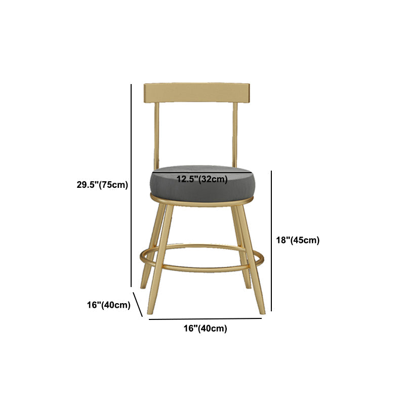 Glam Round Counter Height Stools Grey and Gold Footrest Upholstered Counter Bar Stool Clearhalo 'Bar Furniture' 'Bar Stools' 'bar_stools' 'furn' 'furn_bar_stools' 'Furniture' 'Kitchen & Dining Furniture' 6076272