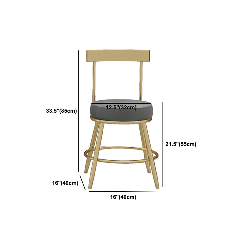 Glam Round Counter Height Stools Grey and Gold Footrest Upholstered Counter Bar Stool Clearhalo 'Bar Furniture' 'Bar Stools' 'bar_stools' 'furn' 'furn_bar_stools' 'Furniture' 'Kitchen & Dining Furniture' 6076274