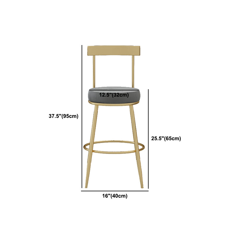 Glam Round Counter Height Stools Grey and Gold Footrest Upholstered Counter Bar Stool Clearhalo 'Bar Furniture' 'Bar Stools' 'bar_stools' 'furn' 'furn_bar_stools' 'Furniture' 'Kitchen & Dining Furniture' 6076276