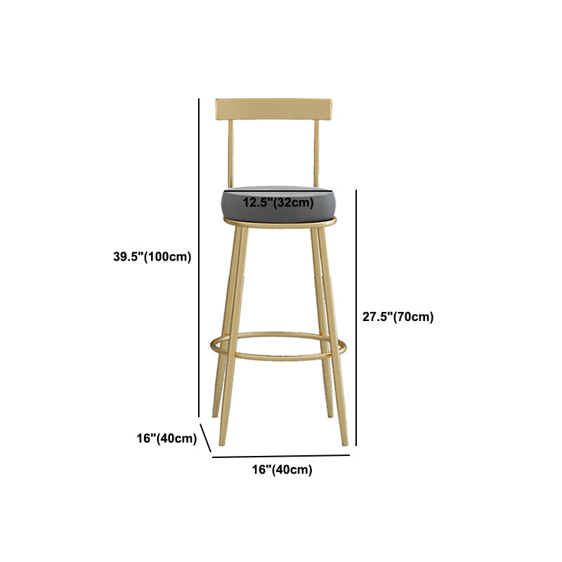 Glam Round Counter Height Stools Grey and Gold Footrest Upholstered Counter Bar Stool Clearhalo 'Bar Furniture' 'Bar Stools' 'bar_stools' 'furn' 'furn_bar_stools' 'Furniture' 'Kitchen & Dining Furniture' 6076277