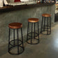 Industrial Round Bar Stools Solid Wood Black Footrest Counter Stool for Shop
