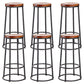Industrial Round Bar Stools Solid Wood Black Footrest Counter Stool for Shop