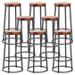 Industrial Round Bar Stools Solid Wood Black Footrest Counter Stool for Shop