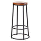 Industrial Round Bar Stools Solid Wood Black Footrest Counter Stool for Shop