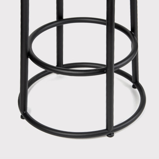 Industrial Round Bar Stools Solid Wood Black Footrest Counter Stool for Shop